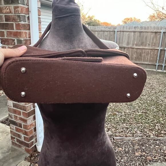 Chocolate Brown Collar Pea Coat Shirt Bag Purse - Picture 5 of 6